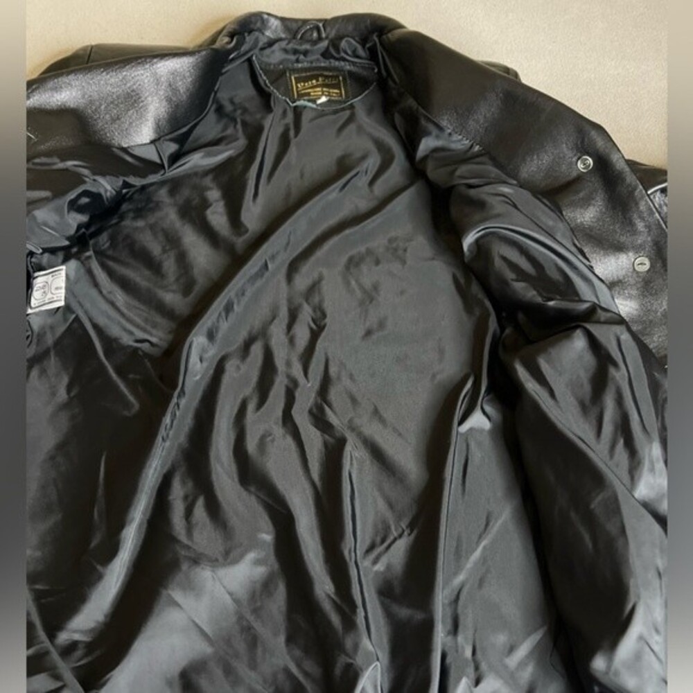 Vera Pelle Italian Black Leather Jacket Size 44/12 - Picture 9 of 16